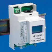 DIN rail montage temperatuur transmitters Pt100, K type thermokoppel en koptransmitters Pt100: configureerbaar. 4-20mA uitgang, NAMUR specificatie.
